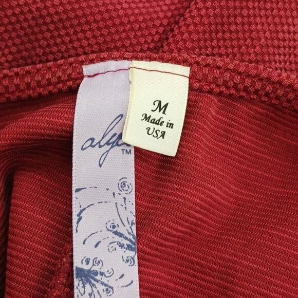 Alya Dress Red Short Sleeve Stretch Shirt Dress Womens Size Medium - Picture 5 of 6